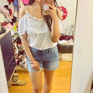 White Cold-Shoulder Blouse